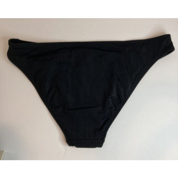 Xhilaration Womens Bikini Bottom Black Ribbed Swim Bathing Cheeky Front "V" - Picture 4 of 5